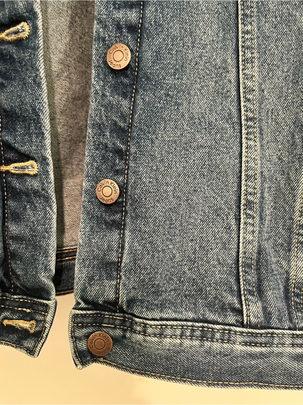 Calvin Klein Jeans Medium Blue Denim Jacket with Silver Buttons - Picture 9 of 10